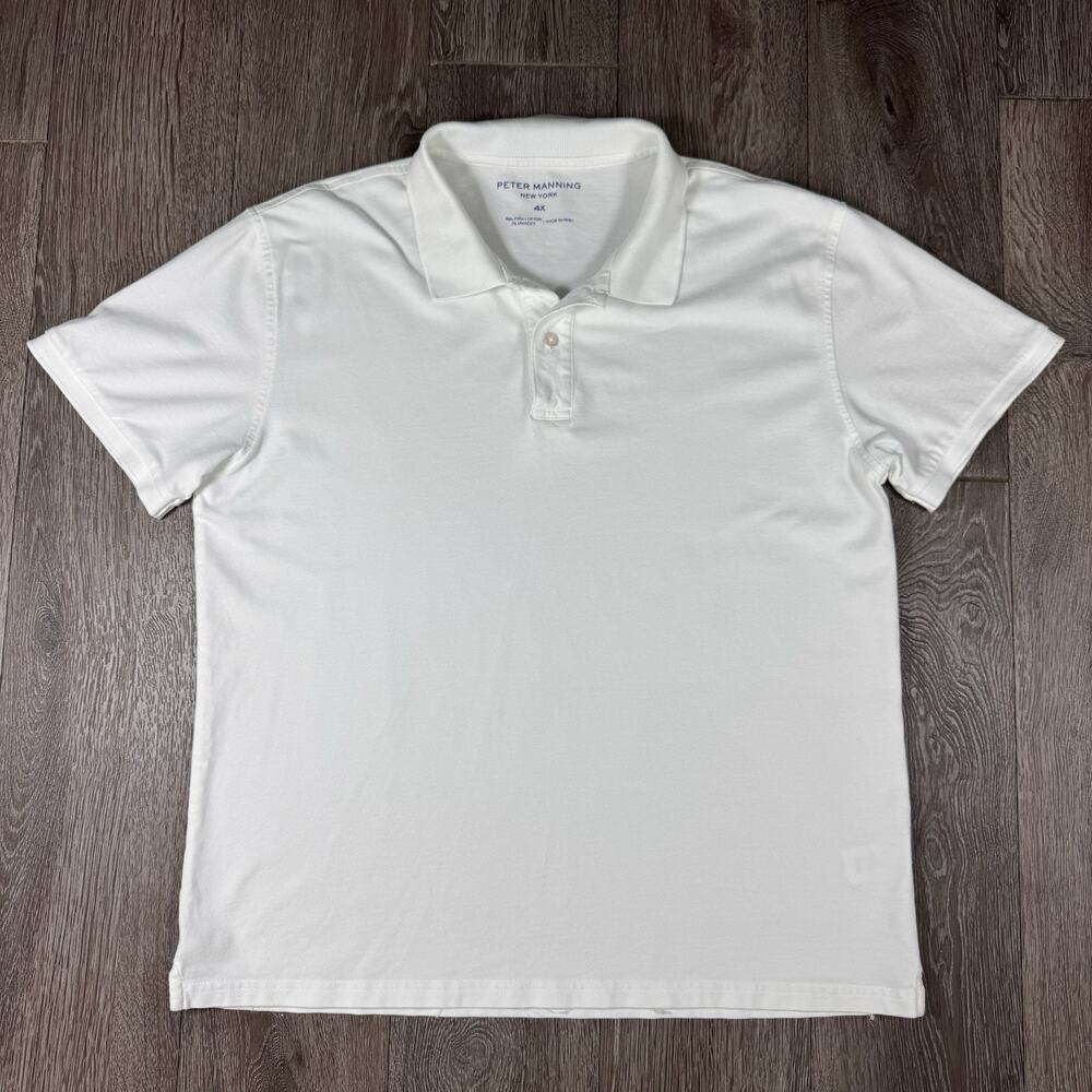 Peter Manning Polo Shirt Mens White Pima Cotton Stretch Preppy Golf Size 4X(M)